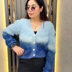 Luxury Ombre Fur Knit Cardigan
