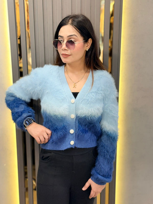 Luxury Ombre Fur Knit Cardigan