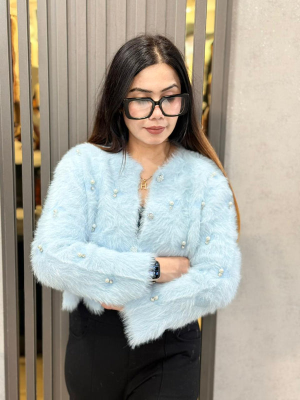 Light Blue Winter Premium Top For Women