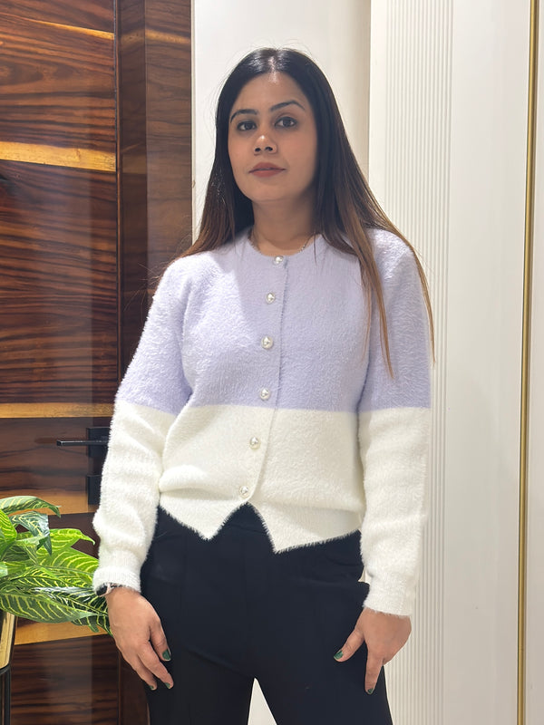 Lilac Cozy Pearl Button Winter Top