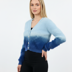 Premium Fuzzy Knit Cardigan with Pearl Buttons