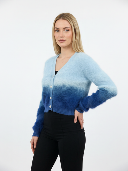 Premium Fuzzy Knit Cardigan with Pearl Buttons