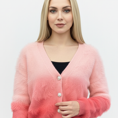 Premium Fuzzy Knit Cardigan with Pearl Buttons